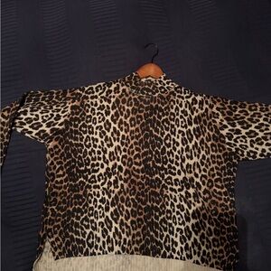 Ganni Black and Tan Animal Print Top